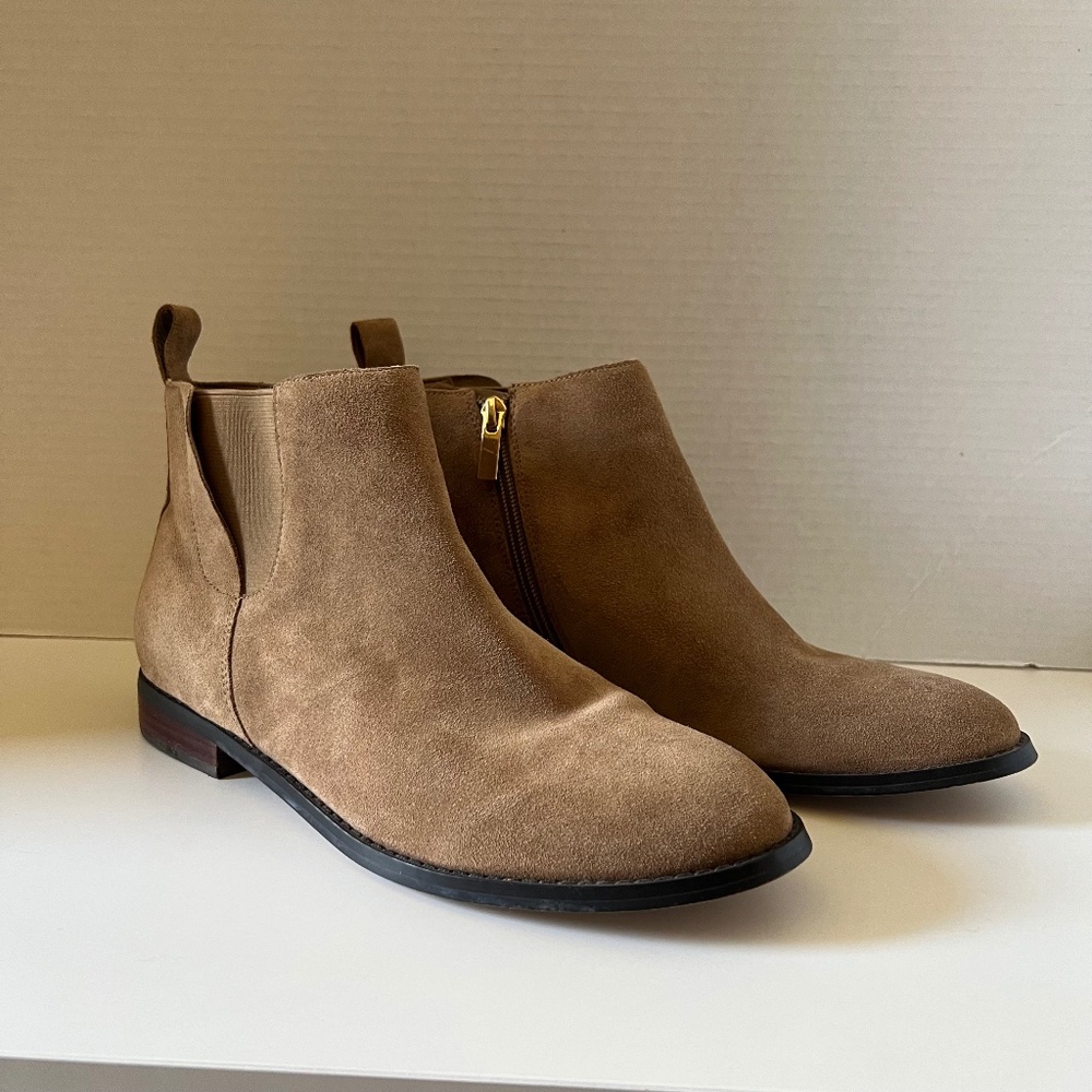LANDS’ END Tan Suede / Leather Women’s Ankle Boots - Size 9.5